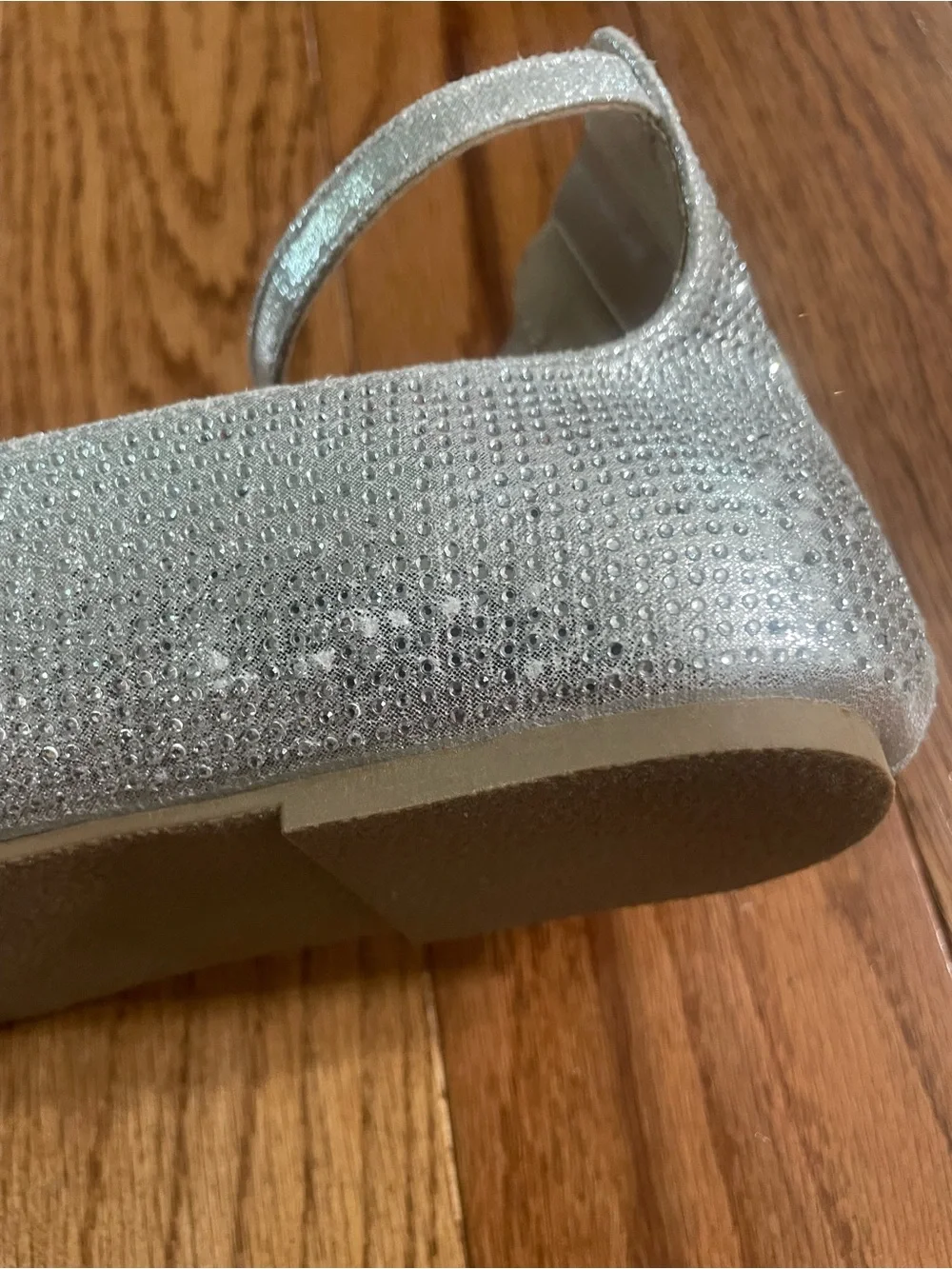 INC International Concepts Glittery Silver Ankle-Strap Flats
